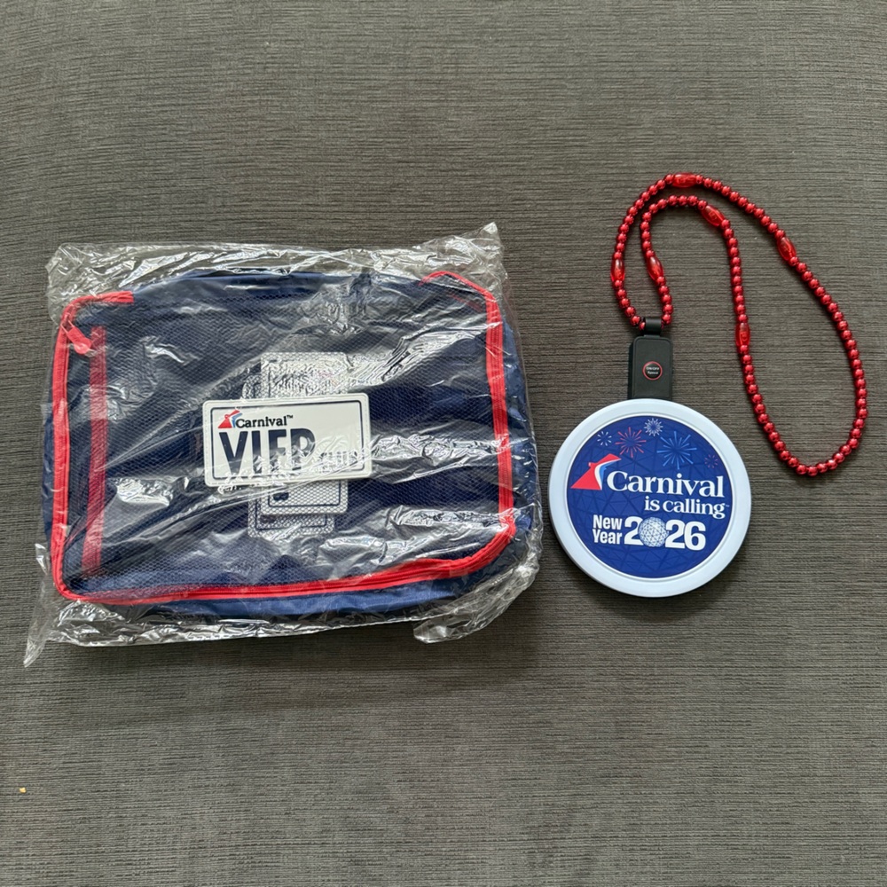 2026 Carnival Cruise New Years Eve Light Up Necklace BallDrop, Packing Cubes Lot